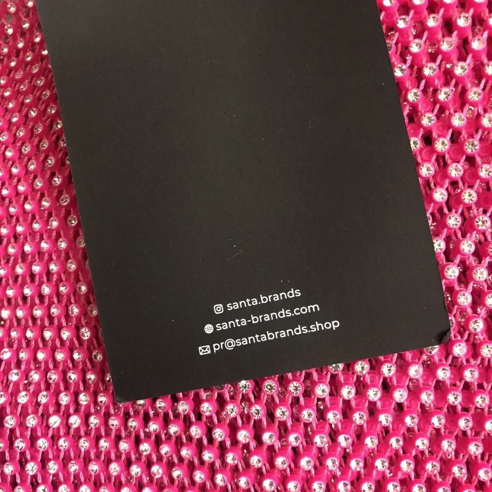 Santa Brands for FWRD Feathers Mini Dress Pink Rhinestones - Picture 7 of 7